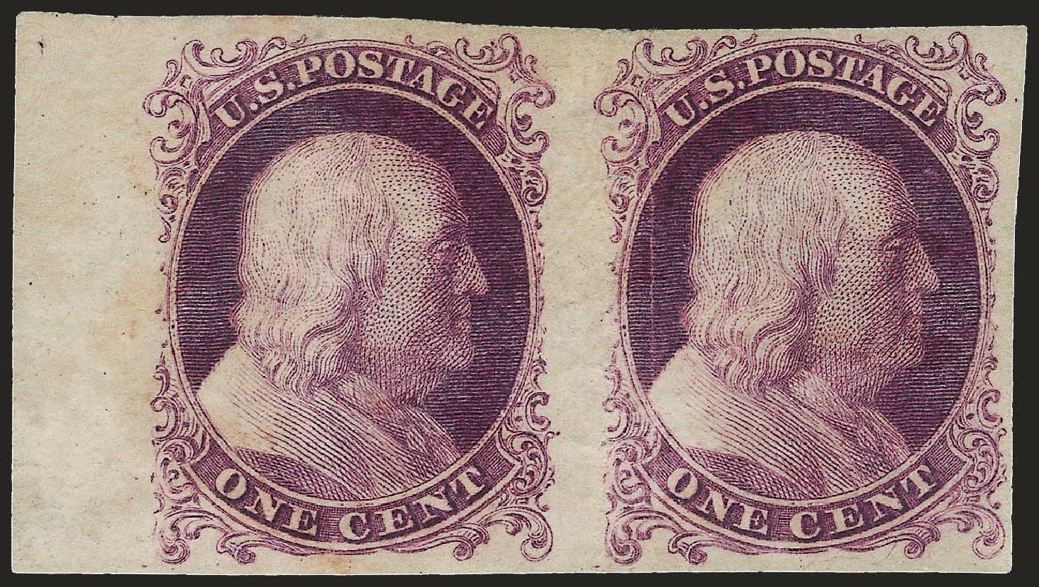 US Stamps Values Scott Catalogue #40 - 1875 1c Franklin Reprint. Robert Siegel Auction Galleries, Apr 2010, Sale 984, Lot 233
