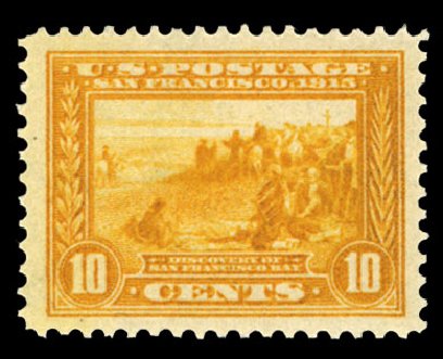 US Stamps Values Scott 400 - 1913 10c Panama-Pacific Exposition. Cherrystone Auctions, Jul 2013, Sale 201307, Lot 131