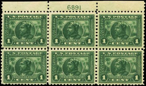 US Stamp Price Scott Catalogue 401: 1c 1915 Panama-Pacific Exposition. Harmer-Schau Auction Galleries, Feb 2012, Sale 92, Lot 1135