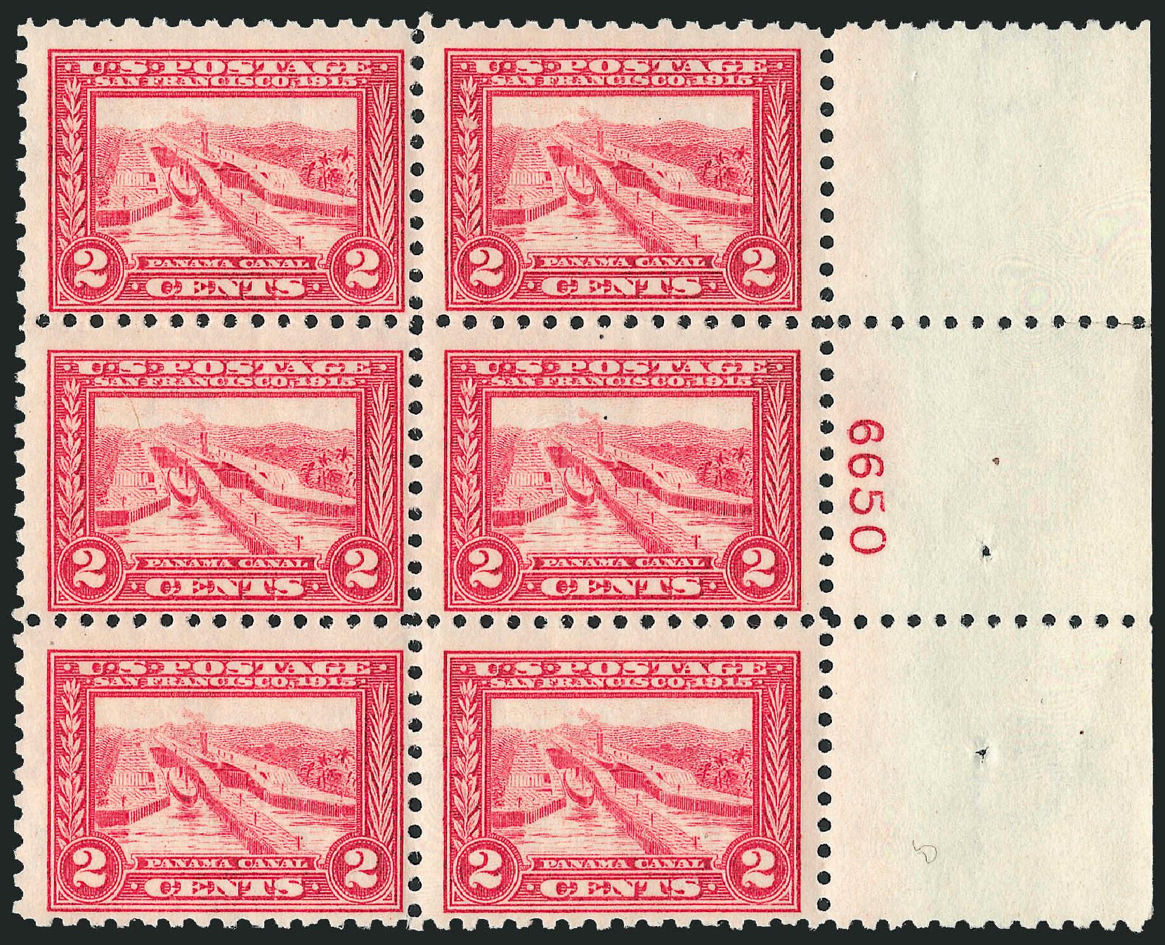 US Stamps Values Scott Cat. 402: 1915 2c Panama-Pacific Exposition. Robert Siegel Auction Galleries, Apr 2009, Sale 971, Lot 1779