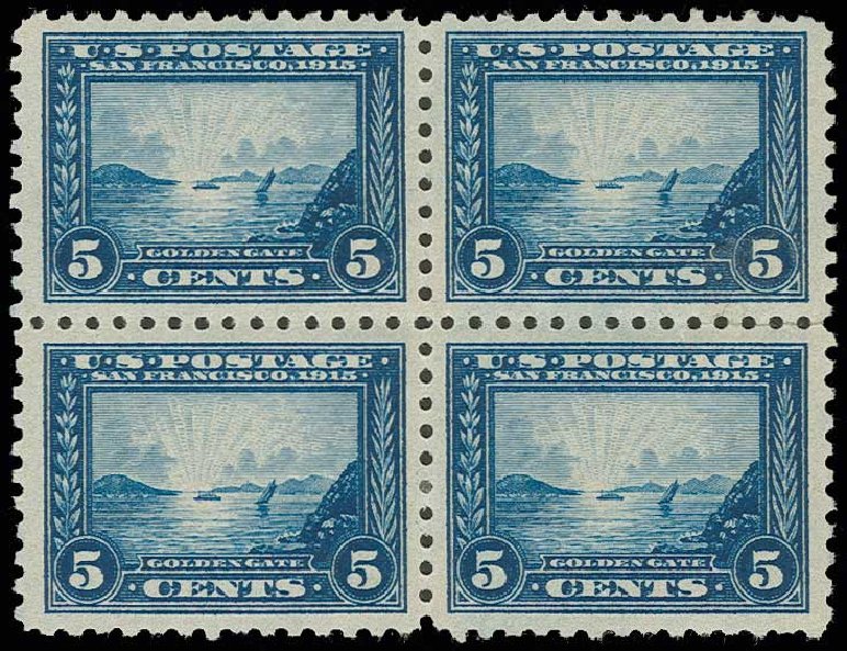 US Stamps Values Scott Cat. # 403: 1915 5c Panama-Pacific Exposition. H.R. Harmer, Jun 2013, Sale 3003, Lot 1288
