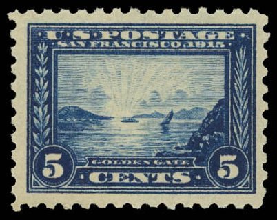 Values of US Stamps Scott 403 - 1915 5c Panama-Pacific Exposition. Daniel Kelleher Auctions, Jun 2012, Sale 630, Lot 1828