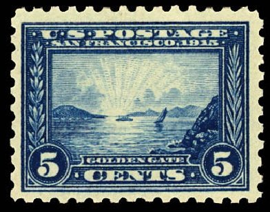 Value of US Stamp Scott Cat. 403 - 5c 1915 Panama-Pacific Exposition. Daniel Kelleher Auctions, Dec 2012, Sale 633, Lot 703