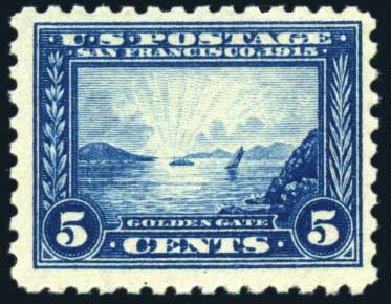 US Stamps Value Scott Catalog 403: 1915 5c Panama-Pacific Exposition. Harmer-Schau Auction Galleries, Feb 2010, Sale 84, Lot 1576