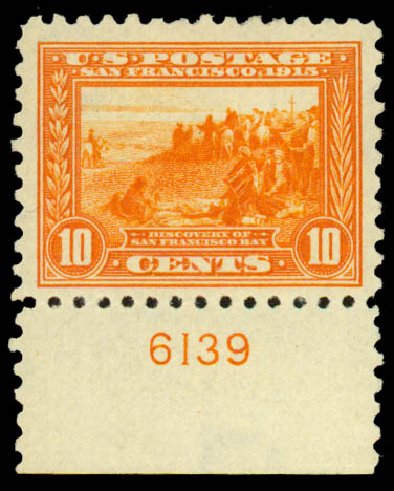 Prices of US Stamps Scott Catalog 404: 1915 10c Panama-Pacific Exposition. Daniel Kelleher Auctions, May 2014, Sale 652, Lot 607