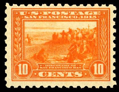 US Stamps Values Scott 404: 1915 10c Panama-Pacific Exposition. Daniel Kelleher Auctions, Dec 2012, Sale 633, Lot 705