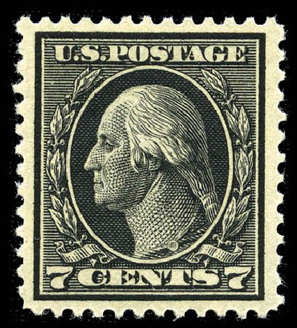 Cost of US Stamps Scott Catalog 407: 7c 1914 Washington Perf 12. Matthew Bennett International, Feb 2012, Sale 340, Lot 448