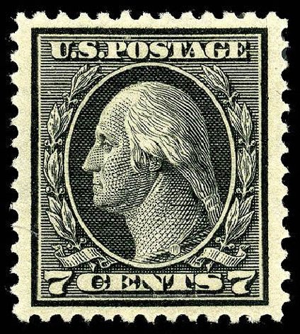 Prices of US Stamp Scott Cat. #407 - 1914 7c Washington Perf 12. Matthew Bennett International, Apr 2008, Sale 326, Lot 382