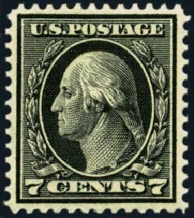 US Stamp Values Scott # 407 - 1914 7c Washington Perf 12. Harmer-Schau Auction Galleries, Aug 2012, Sale 94, Lot 1542