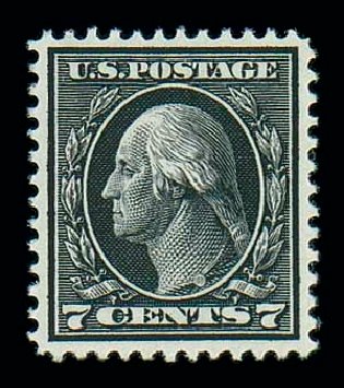 US Stamps Value Scott Cat. 407: 7c 1914 Washington Perf 12. Matthew Bennett International, Dec 2007, Sale 325, Lot 2046