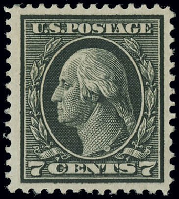 Values of US Stamp Scott Catalogue # 407: 1914 7c Washington Perf 12. Matthew Bennett International, Jun 2008, Sale 328, Lot 946