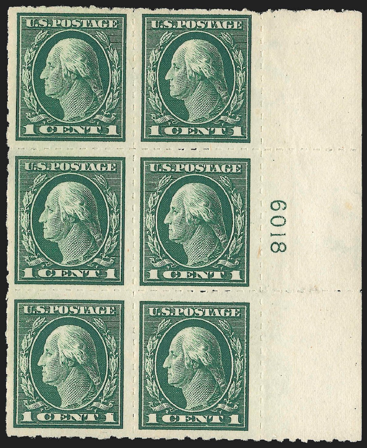 Price of US Stamp Scott Cat. 408 - 1c 1912 Washington Imperf. Robert Siegel Auction Galleries, Jul 2015, Sale 1107, Lot 457