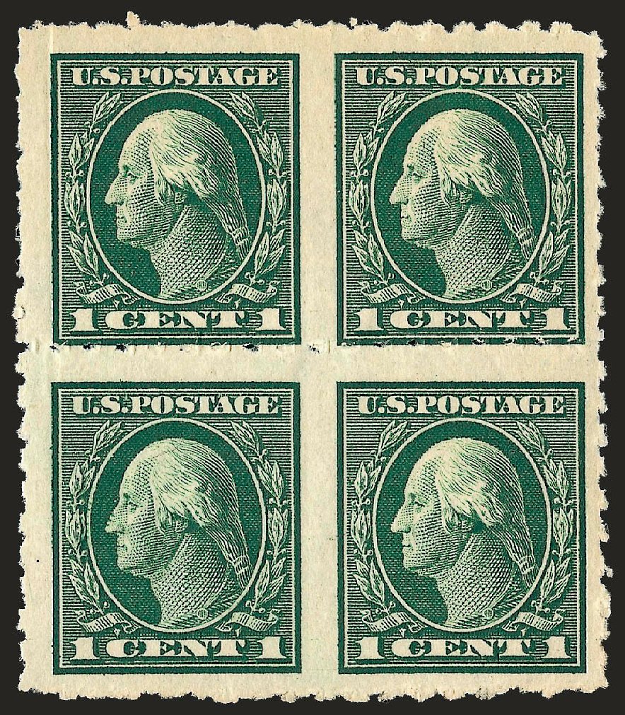 US Stamps Prices Scott Catalog 408: 1c 1912 Washington Imperf. Robert Siegel Auction Galleries, Oct 2008, Sale 963, Lot 977