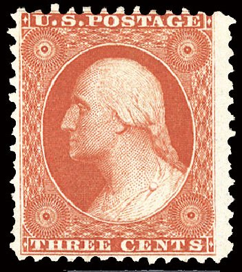 Value of US Stamp Scott Catalogue #41: 1875 3c Washington Reprint. Cherrystone Auctions, Nov 2008, Sale 200811, Lot 1027