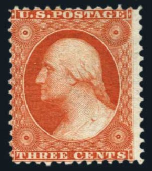 Price of US Stamps Scott Cat. 41: 3c 1875 Washington Reprint. Harmer-Schau Auction Galleries, Aug 2014, Sale 102, Lot 1687