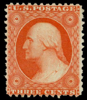 Cost of US Stamps Scott # 41 - 1875 3c Washington Reprint. Daniel Kelleher Auctions, Dec 2013, Sale 640, Lot 87