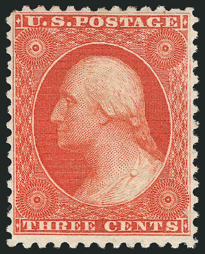 US Stamps Prices Scott Catalog 41: 1875 3c Washington Reprint. Robert Siegel Auction Galleries, Dec 2012, Sale 1036, Lot 102