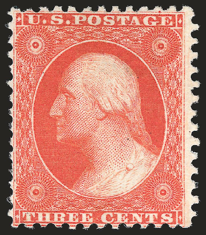 US Stamp Values Scott Catalogue # 41: 1875 3c Washington Reprint. Robert Siegel Auction Galleries, Sep 2009, Sale 976, Lot 1283