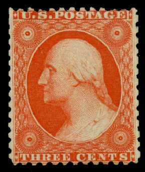 Value of US Stamp Scott Catalogue 41 - 1875 3c Washington Reprint. Daniel Kelleher Auctions, Sep 2013, Sale 639, Lot 366