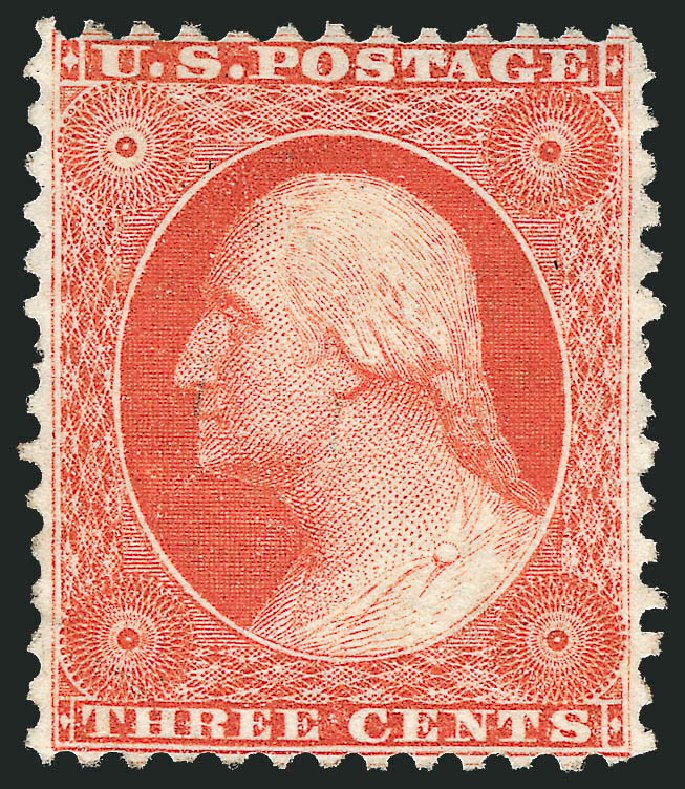 US Stamp Value Scott Catalogue # 41: 3c 1875 Washington Reprint. Robert Siegel Auction Galleries, Mar 2014, Sale 1067, Lot 996