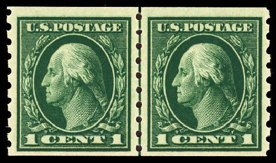 US Stamp Values Scott #412 - 1c 1912 Washington Coil. Daniel Kelleher Auctions, Dec 2012, Sale 633, Lot 717