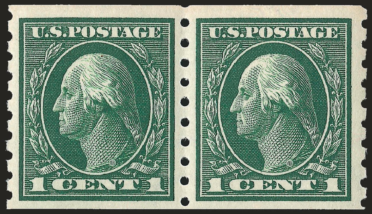 US Stamp Values Scott Catalogue 412: 1912 1c Washington Coil. Robert Siegel Auction Galleries, Sep 2009, Sale 968B, Lot 527
