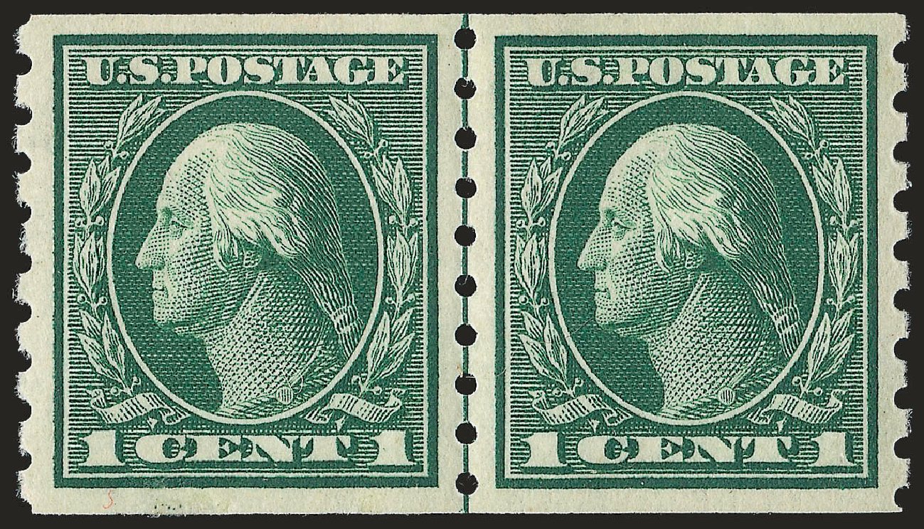 US Stamps Prices Scott #412: 1c 1912 Washington Coil. Robert Siegel Auction Galleries, Apr 2010, Sale 984, Lot 865