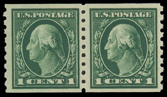 US Stamp Value Scott Cat. #412 - 1912 1c Washington Coil. Daniel Kelleher Auctions, Oct 2012, Sale 632, Lot 1332