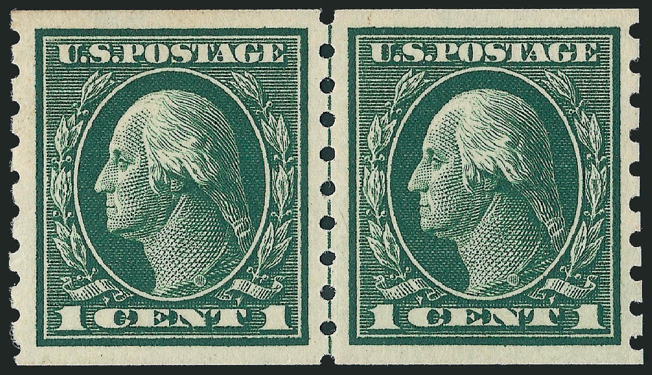 US Stamps Values Scott Catalog # 412 - 1912 1c Washington Coil. Robert Siegel Auction Galleries, Mar 2011, Sale 1007, Lot 2703