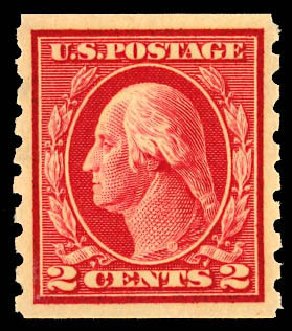 US Stamp Values Scott Cat. 413 - 2c 1912 Washington Coil. Daniel Kelleher Auctions, Dec 2012, Sale 633, Lot 718