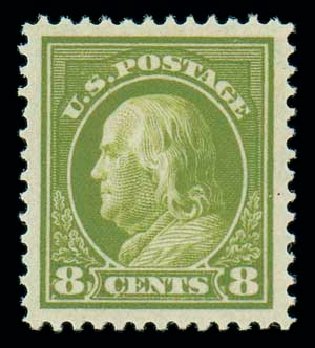 US Stamp Value Scott Catalog 414: 1912 8c Franklin Perf 12. Matthew Bennett International, Dec 2007, Sale 325, Lot 2049