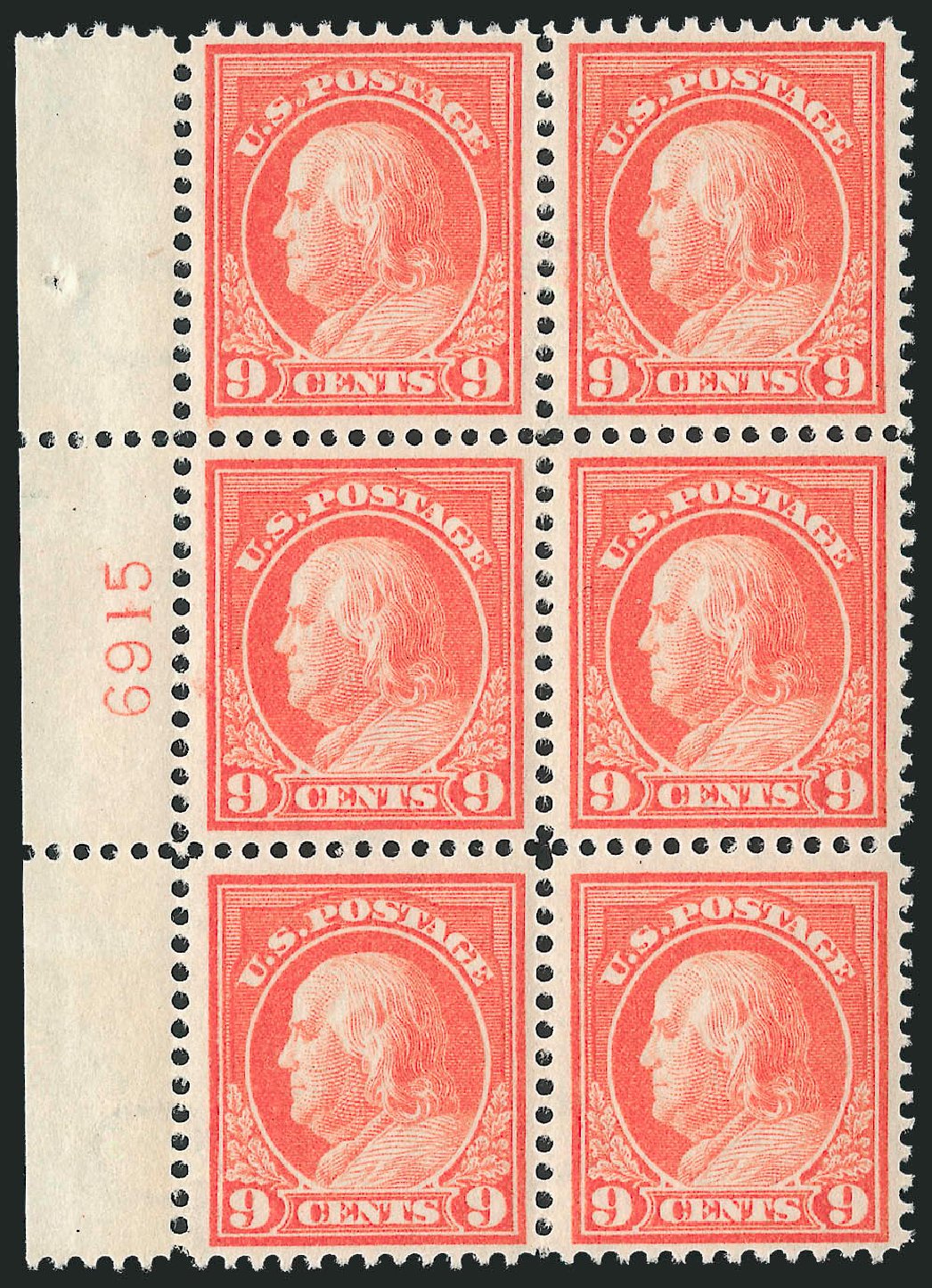US Stamps Value Scott Cat. #415: 1914 9c Franklin Perf 12. Robert Siegel Auction Galleries, Oct 2011, Sale 1014, Lot 1894