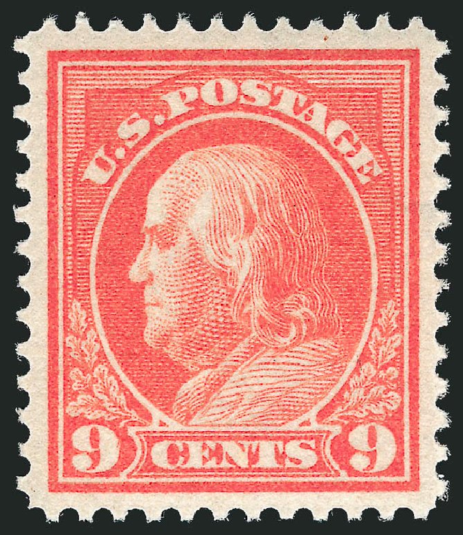 US Stamp Values Scott Catalog #415: 9c 1914 Franklin Perf 12. Robert Siegel Auction Galleries, Mar 2012, Sale 1019, Lot 794