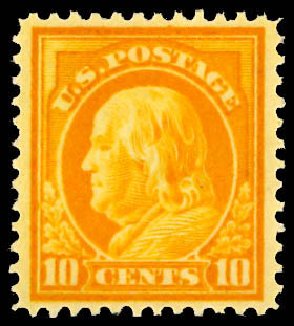 Prices of US Stamp Scott Catalogue 416 - 10c 1912 Franklin Perf 12. Daniel Kelleher Auctions, Dec 2012, Sale 633, Lot 727