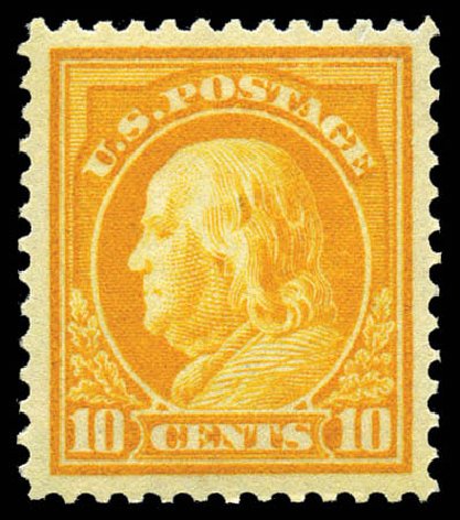 Cost of US Stamp Scott Cat. 416: 1912 10c Franklin Perf 12. Matthew Bennett International, Feb 2012, Sale 340, Lot 449