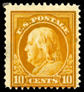 US Stamp Value Scott Cat. #416: 1912 10c Franklin Perf 12. Daniel Kelleher Auctions, Dec 2012, Sale 633, Lot 729