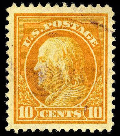 Costs of US Stamps Scott Cat. 416 - 10c 1912 Franklin Perf 12. Matthew Bennett International, Apr 2008, Sale 326, Lot 385