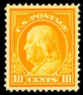 US Stamps Prices Scott Cat. 416: 10c 1912 Franklin Perf 12. Daniel Kelleher Auctions, Dec 2012, Sale 633, Lot 725