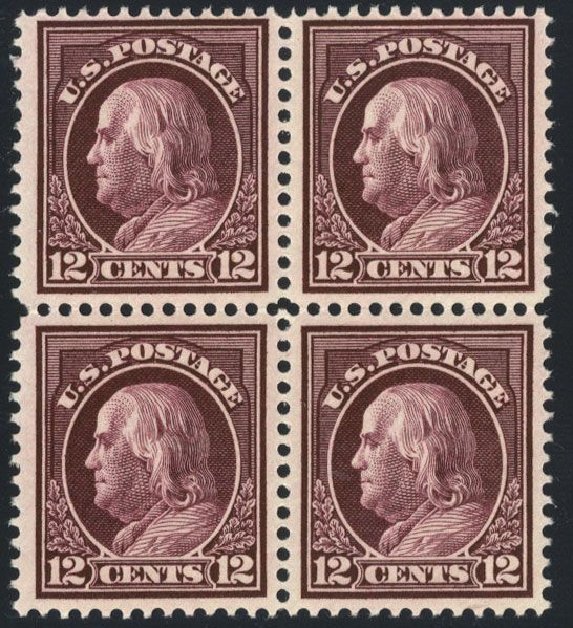 US Stamp Values Scott 417: 12c 1914 Franklin Perf 12. Cherrystone Auctions, Mar 2008, Sale 200803, Lot 267