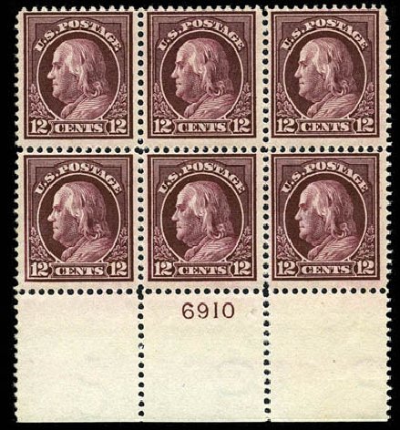 Costs of US Stamp Scott # 417: 1914 12c Franklin Perf 12. Matthew Bennett International, Mar 2012, Sale 344, Lot 4570