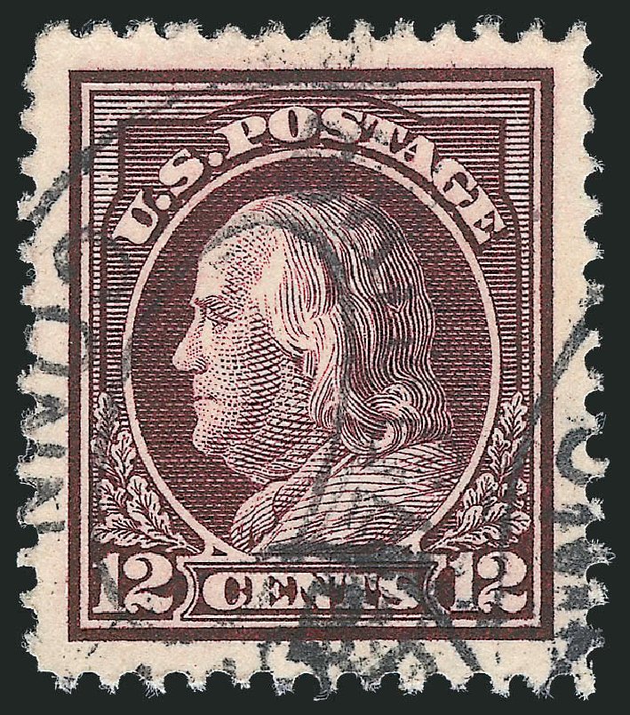 US Stamp Values Scott Catalogue #417 - 1914 12c Franklin Perf 12. Robert Siegel Auction Galleries, Oct 2012, Sale 1032, Lot 3520