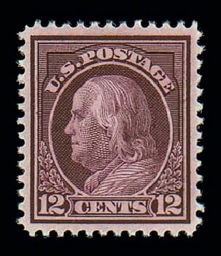 US Stamp Value Scott Catalog #417: 1914 12c Franklin Perf 12. Matthew Bennett International, Dec 2007, Sale 325, Lot 2055