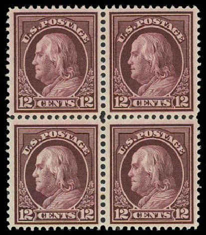 US Stamp Values Scott Catalogue 417: 12c 1914 Franklin Perf 12. Daniel Kelleher Auctions, Oct 2011, Sale 626, Lot 365