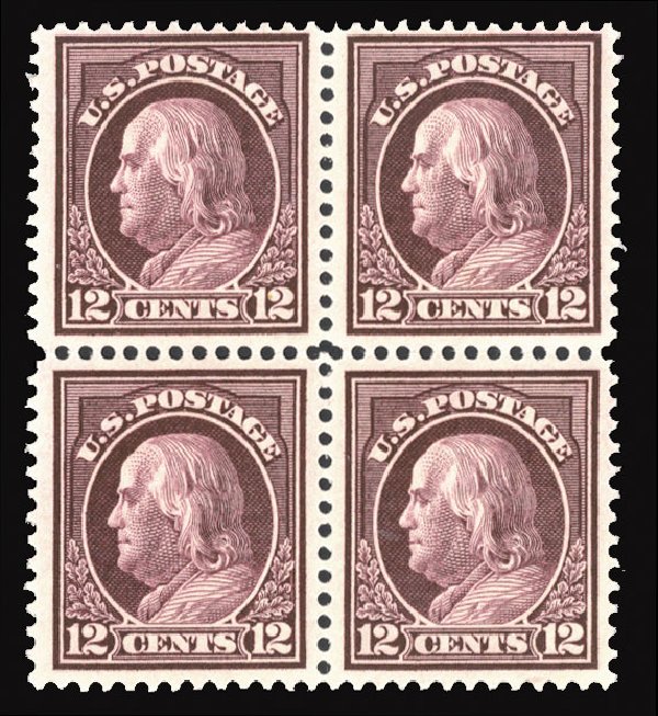 Values of US Stamp Scott # 417 - 1914 12c Franklin Perf 12. Cherrystone Auctions, Jun 2012, Sale 201206, Lot 122