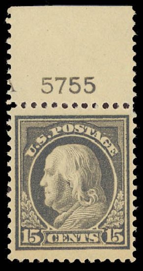 US Stamps Price Scott Catalog #418: 15c 1912 Franklin Perf 12. Daniel Kelleher Auctions, Oct 2012, Sale 632, Lot 1339