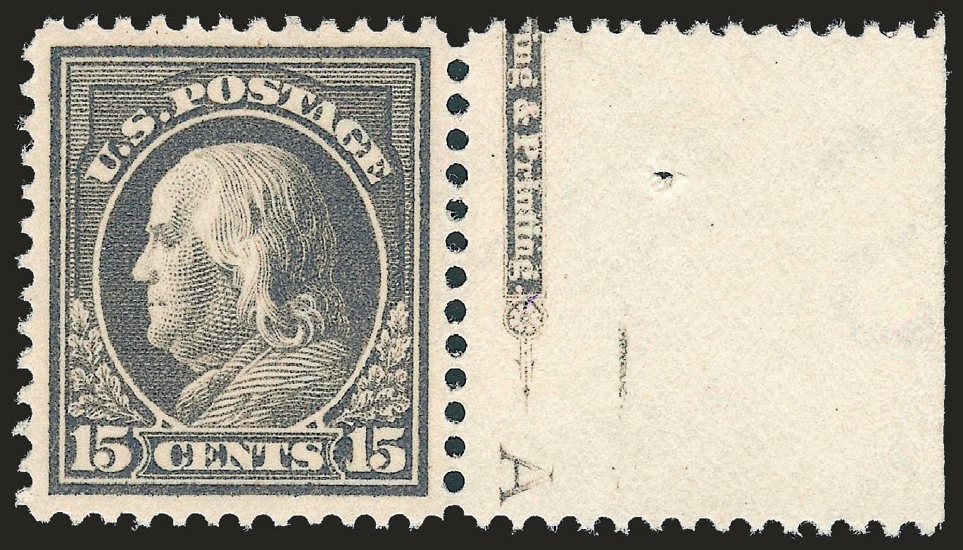 US Stamp Values Scott Cat. # 418: 1912 15c Franklin Perf 12. Robert Siegel Auction Galleries, Apr 2010, Sale 984, Lot 869