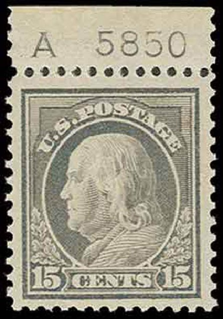 US Stamps Values Scott Cat. 418 - 15c 1912 Franklin Perf 12. H.R. Harmer, Nov 2013, Sale 3004, Lot 1260