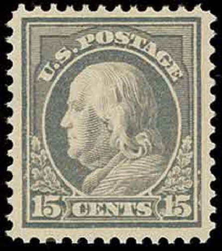 Cost of US Stamps Scott #418: 15c 1912 Franklin Perf 12. H.R. Harmer, Nov 2013, Sale 3004, Lot 1261