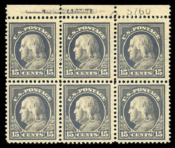 Values of US Stamp Scott Cat. #418 - 15c 1912 Franklin Perf 12. Matthew Bennett International, Mar 2012, Sale 344, Lot 4572