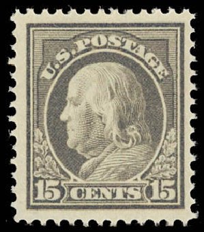 Costs of US Stamp Scott Cat. # 418 - 1912 15c Franklin Perf 12. Daniel Kelleher Auctions, Oct 2012, Sale 632, Lot 1336